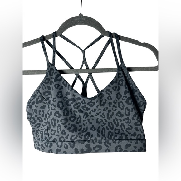 Running Girl Strappy Sports Bra Medium Support Gray Leopard Print Size M - Picture 2 of 7